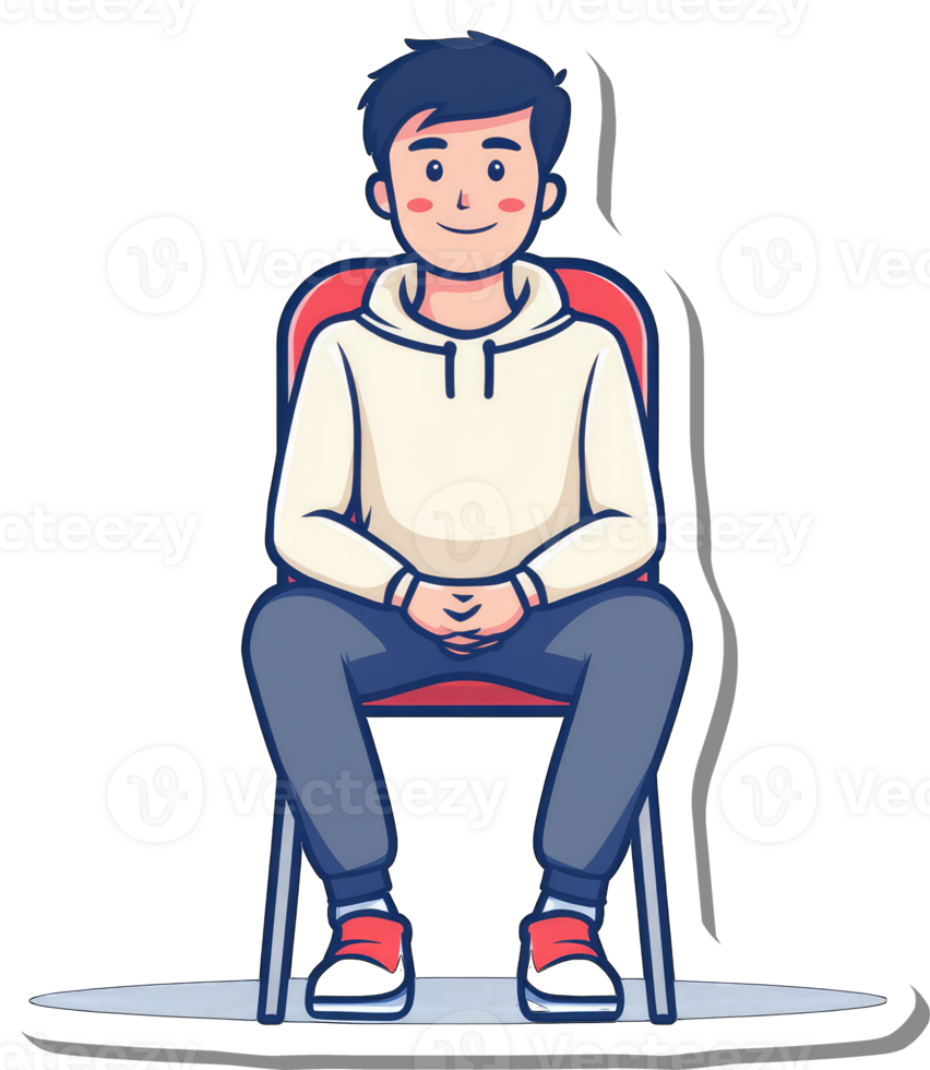 Young Man Sitting Calmly in a Red Chair png
