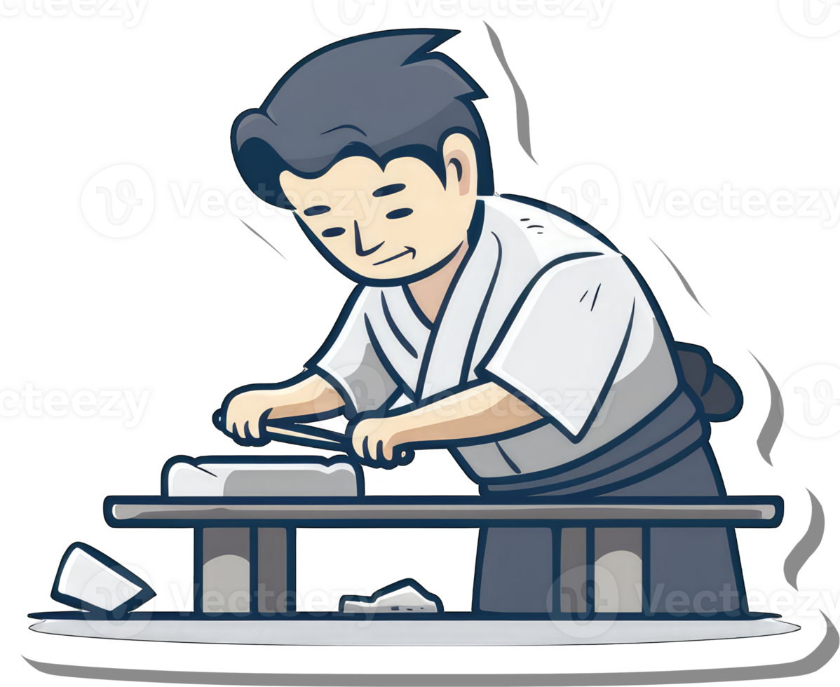 A Chef Sharpening A Knife On A Stone png