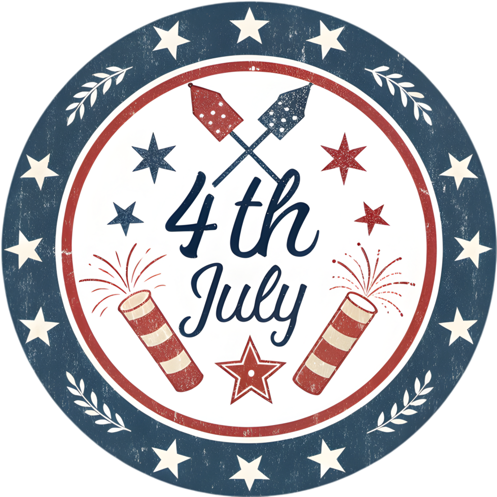 4th of July logo celebrating American freedom with fireworks and pride. . png