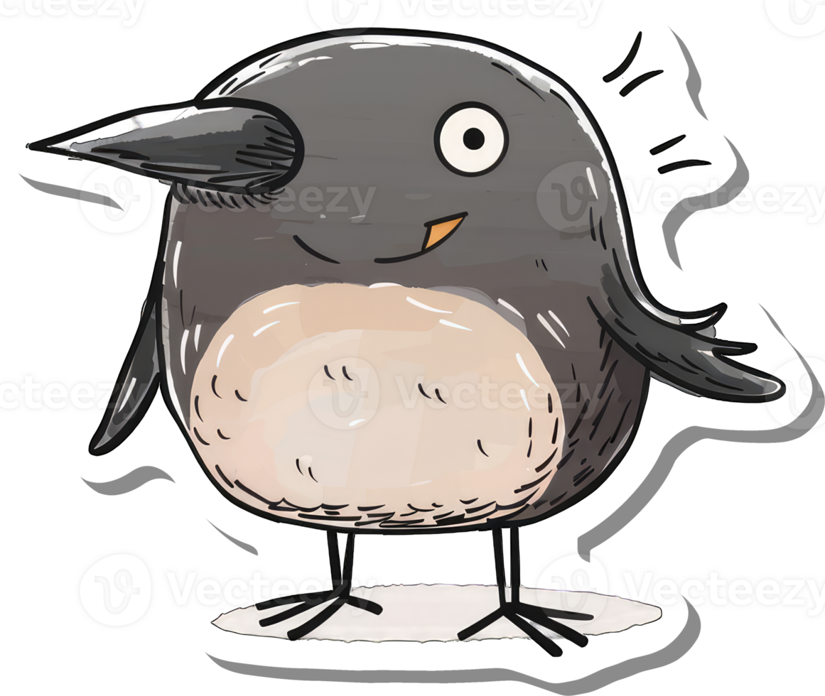 A cheerful cartoon bird stands on a small patch of ground png