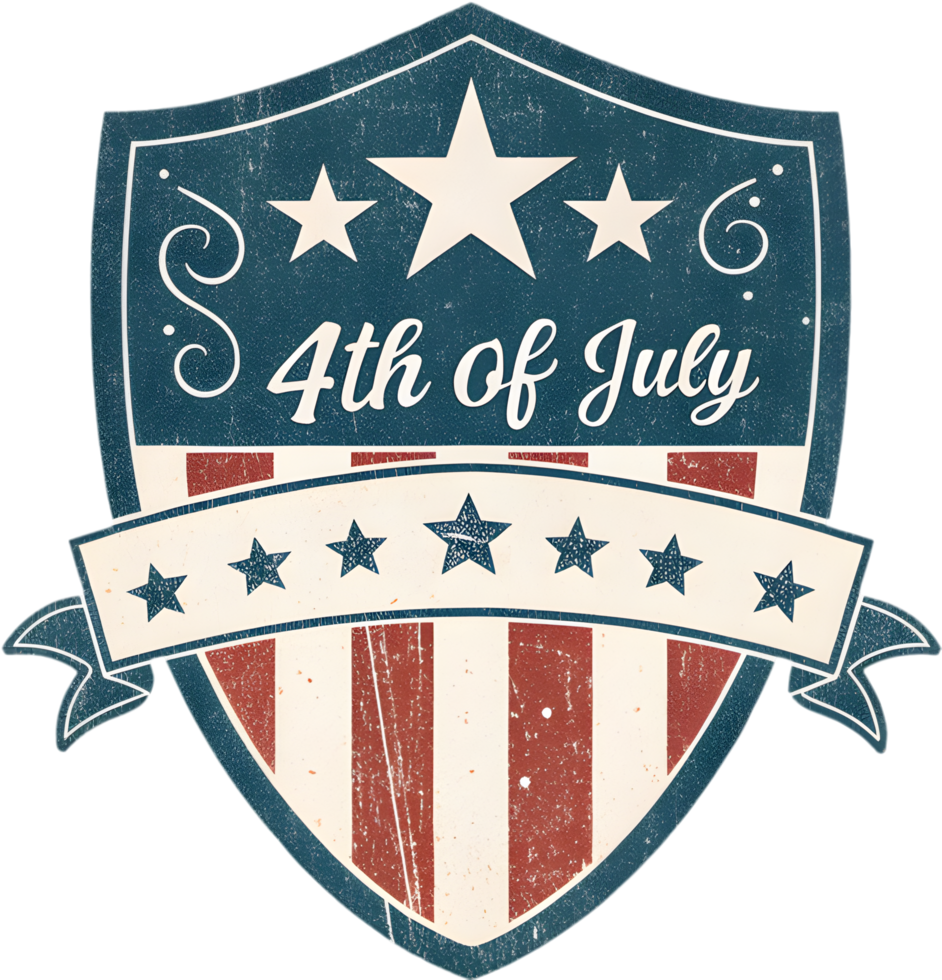 Independence Day 4th of July emblem with red, white, and blue colors. . png