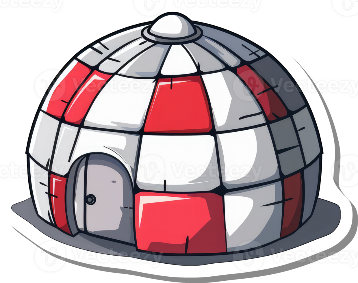 Cartoon illustration of a red and white dome shaped structure png