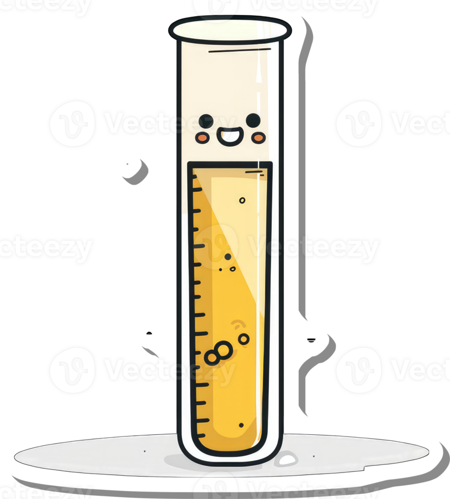 Happy Beaker Holds Yellow Liquid With Measurement Marks png