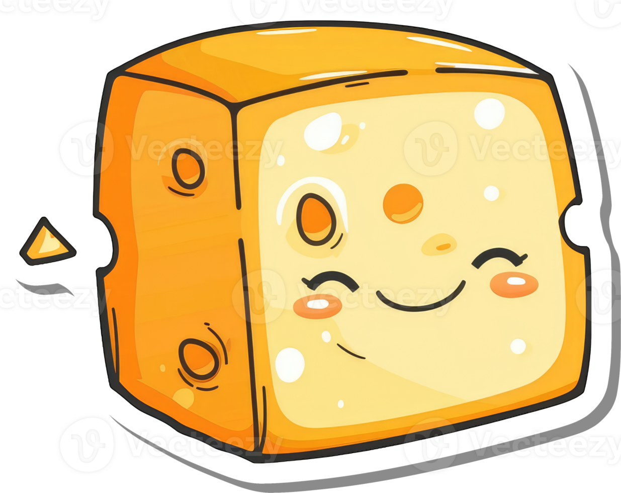 Happy Cube Cheese Character Smiling Brightly png