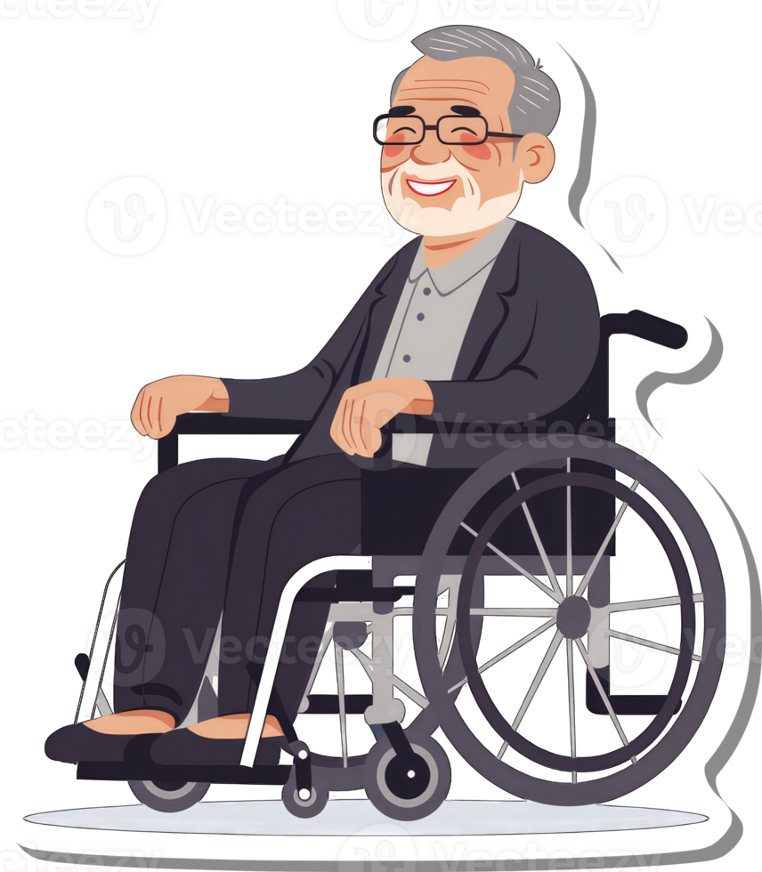 Smiling Elderly Man Sitting In A Wheelchair png