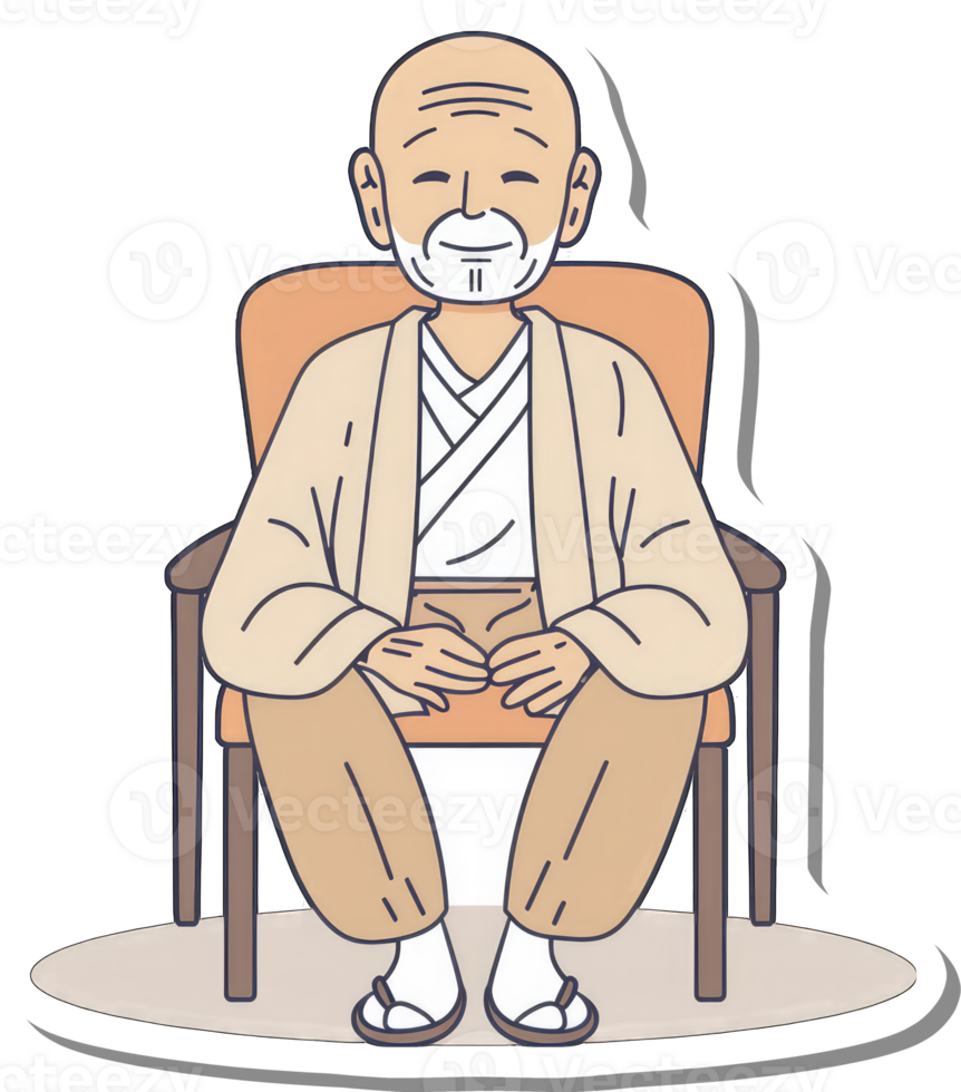 A Smiling Elderly Man Sits Serene In A Chair png