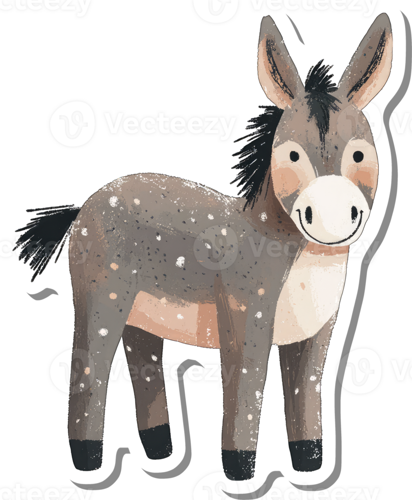 A Cute Spotted Donkey Illustration Stands Proudly png