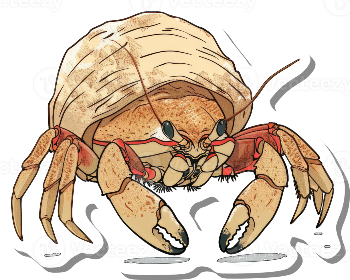 Hermit Crab Illustration Showing Detailed Shell and Claws png