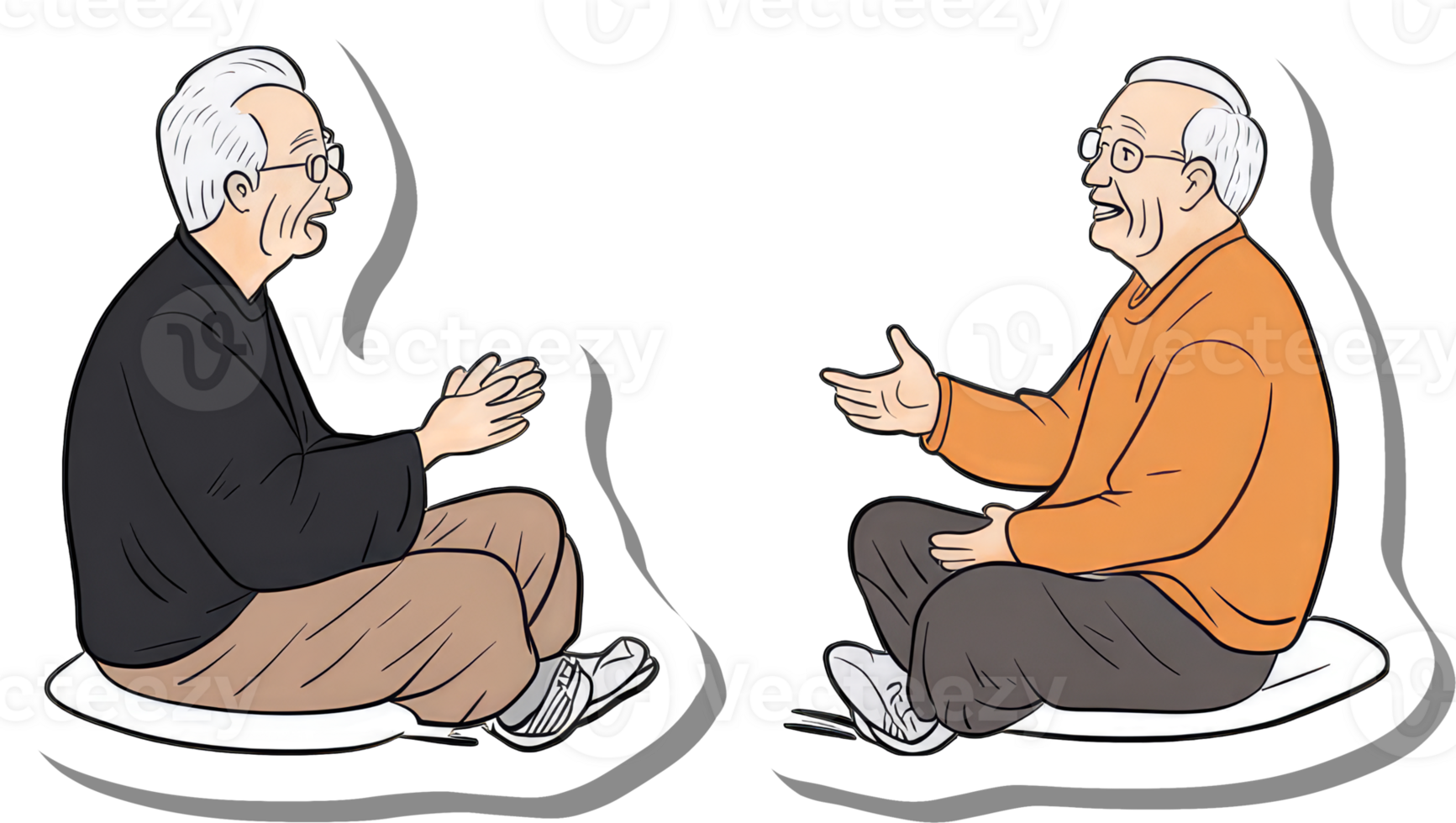 Two Elderly Men Engage In Conversational Discussion png