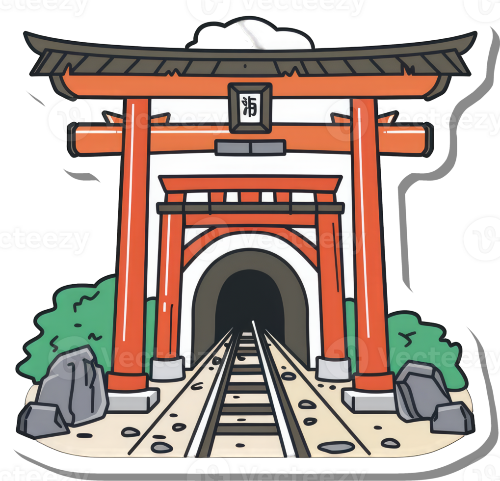 Torii Gate Tunnel Railway Scenic Illustration png