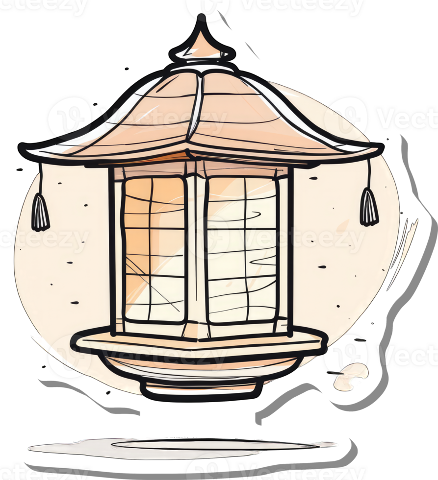 Ornate Asian Style Lantern Design Illustration png