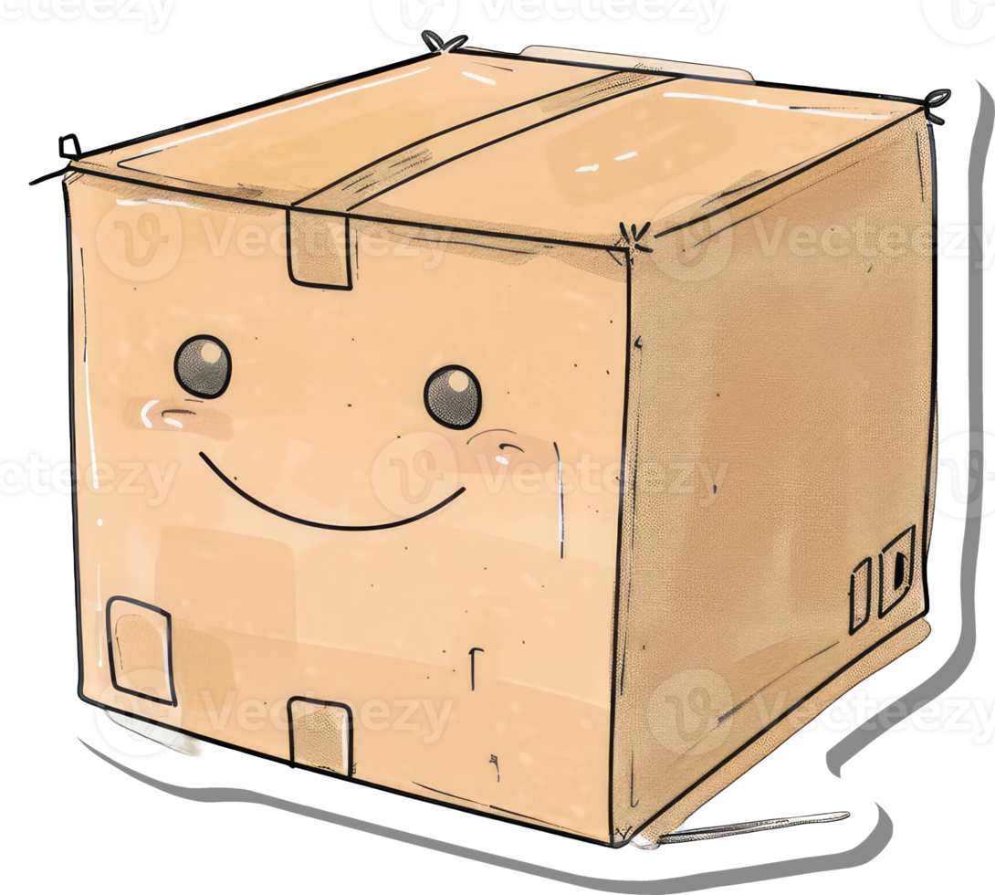 Happy Cardboard Box Smiling Cartoon Package png