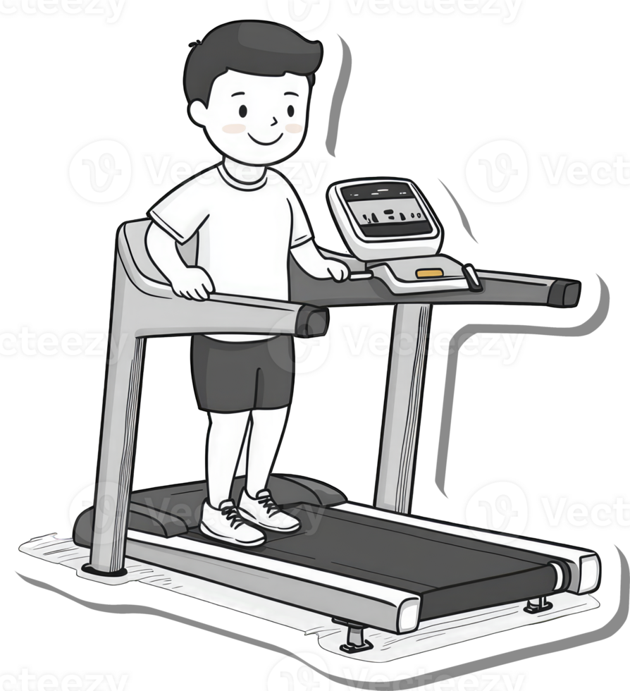 A young man uses a treadmill for exercise png