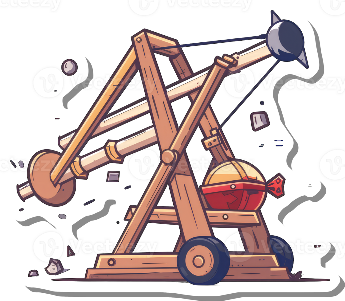 A Cartoon Trebuchet Launches A Candy Projectile png