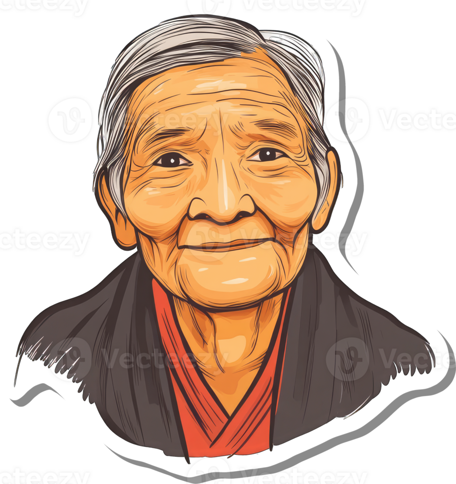 Portrait of a Smiling Elderly Asian Woman png