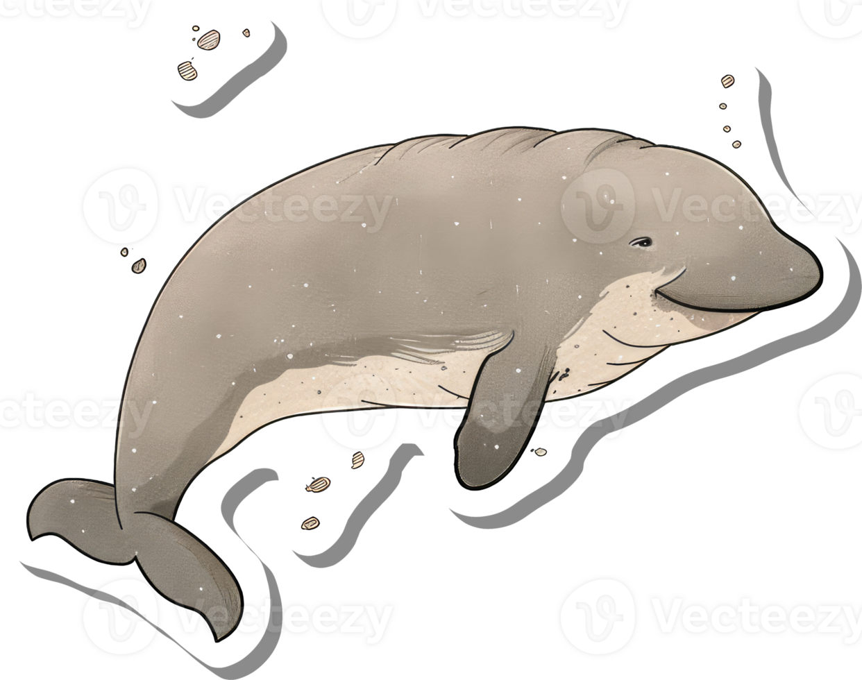 A Cartoon Illustration Of A Gray Whale Swimming png