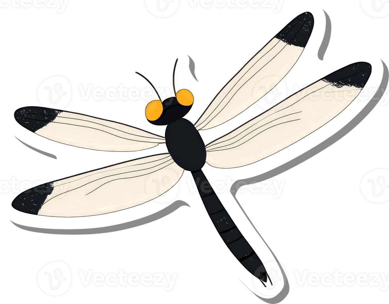 A stylized illustration of a dragonfly with cream wings png