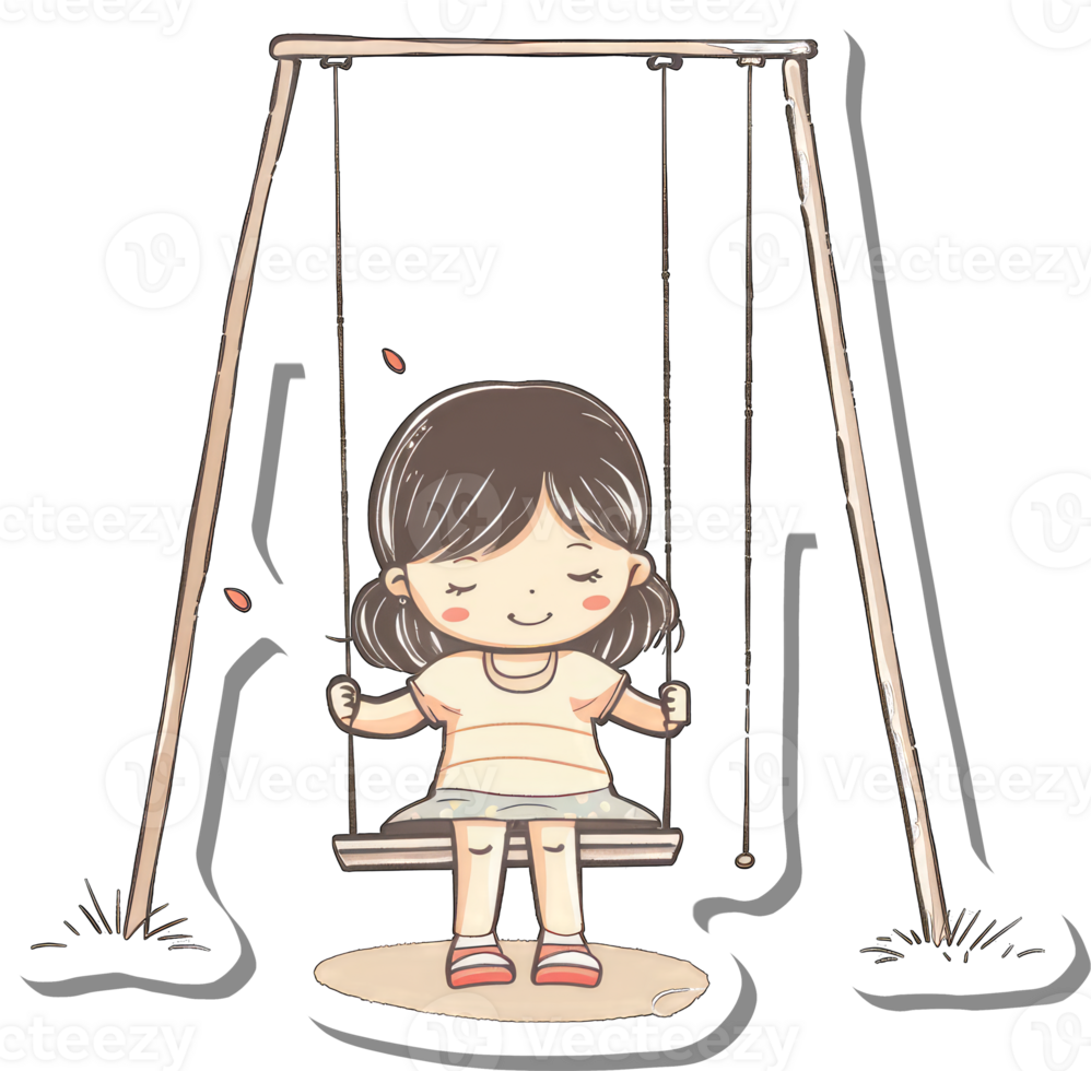 Little Girl Sitting On A Swing Set Enjoying The Day png