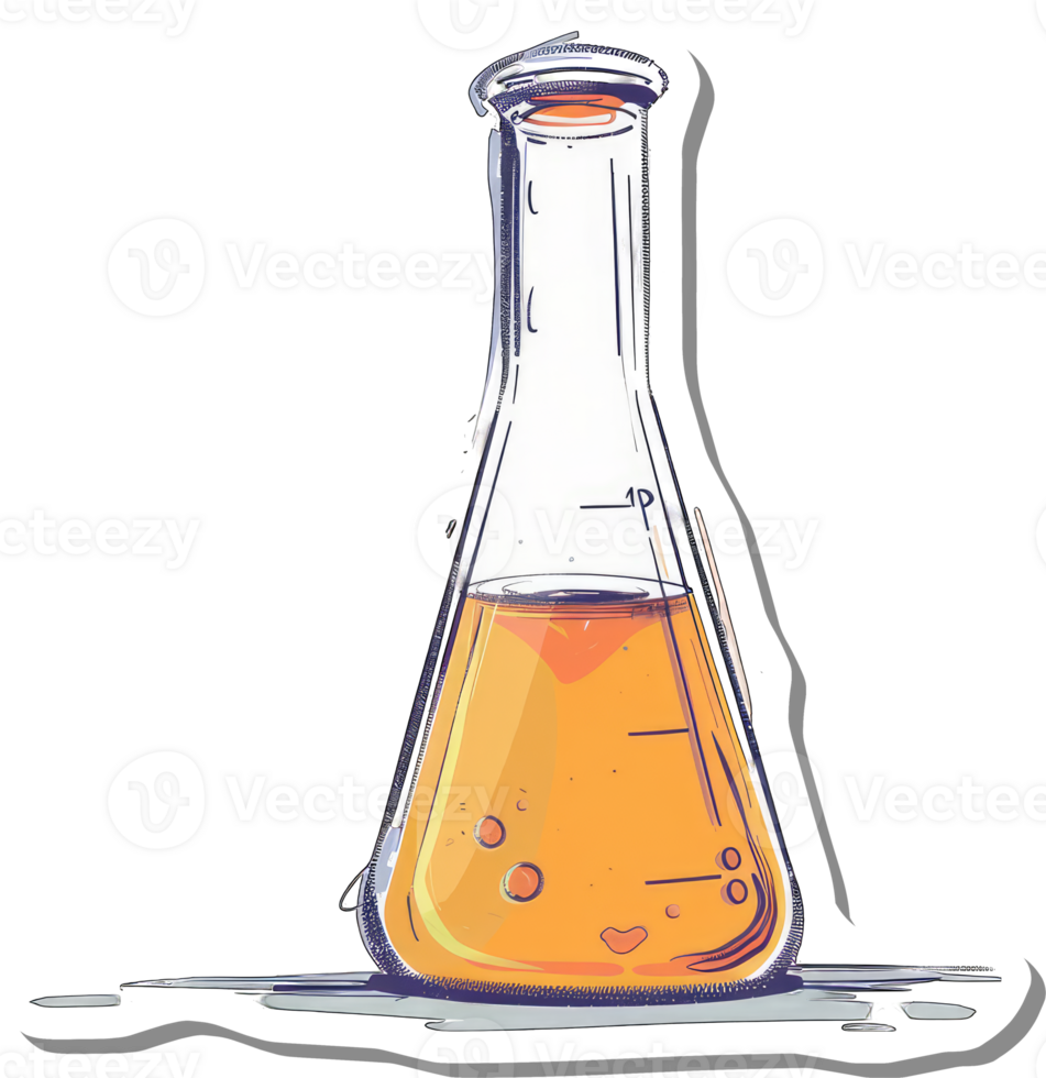 Erlenmeyer Flask Contains Yellow Liquid Scientific Experiment png