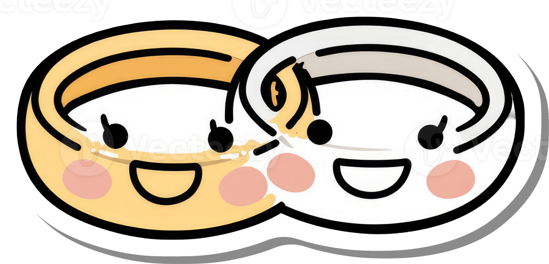 Two Happy Intertwined Cartoon Rings Smiling png