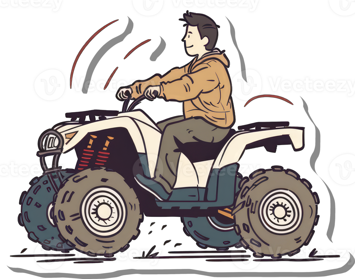 Man Riding An All Terrain Vehicle Across Terrain png