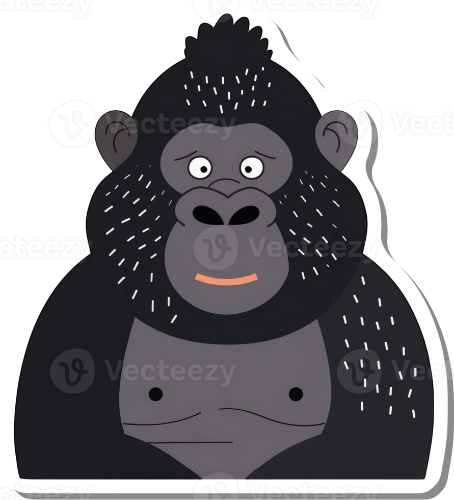 A Cartoon Gorilla Portrait Shows Gentle Expression png