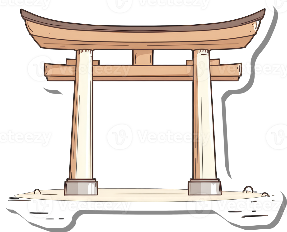 Illustration of a Traditional Japanese Torii Gate png