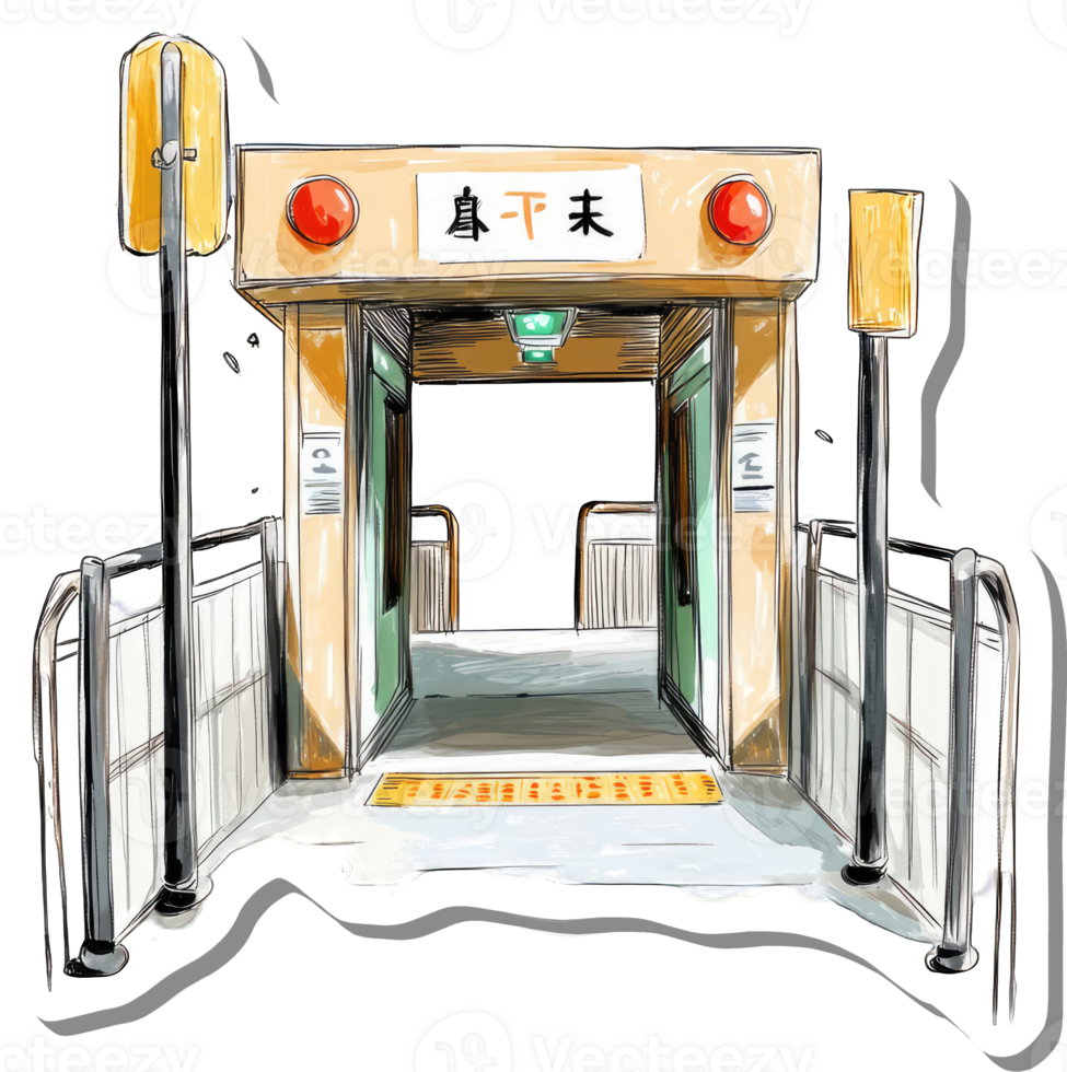 Artistic Illustration Of A Subway Station Entrance png