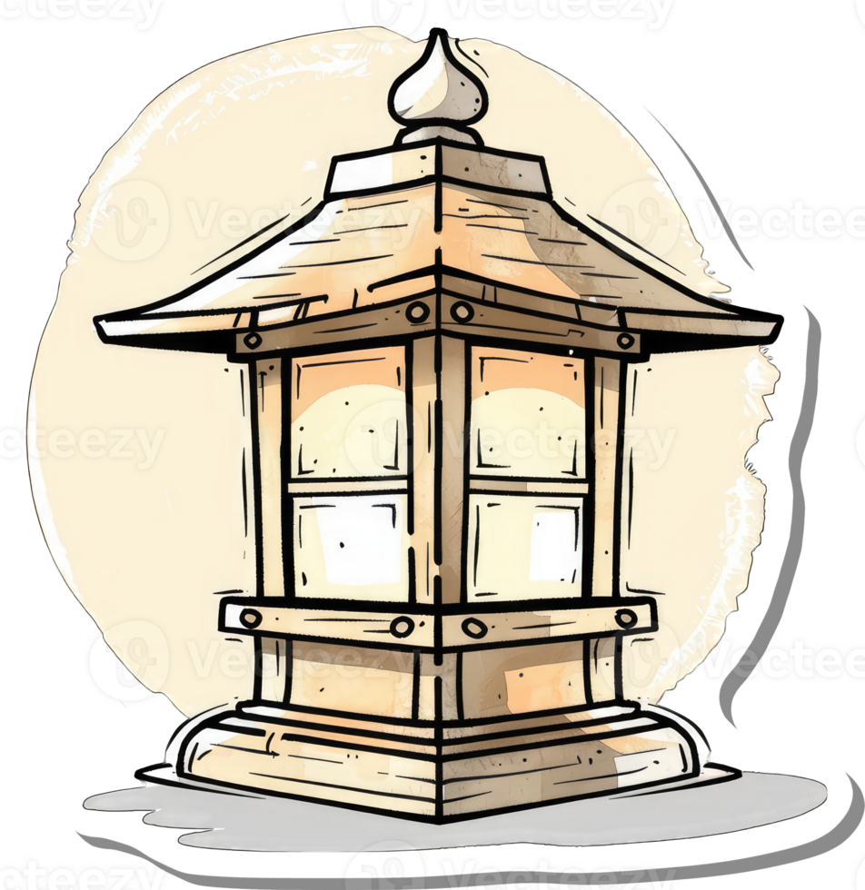 Wooden Asian Style Lantern Outdoor Light Fixture png