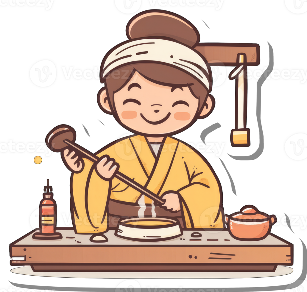 Happy Girl Preparing Traditional Asian Tea png