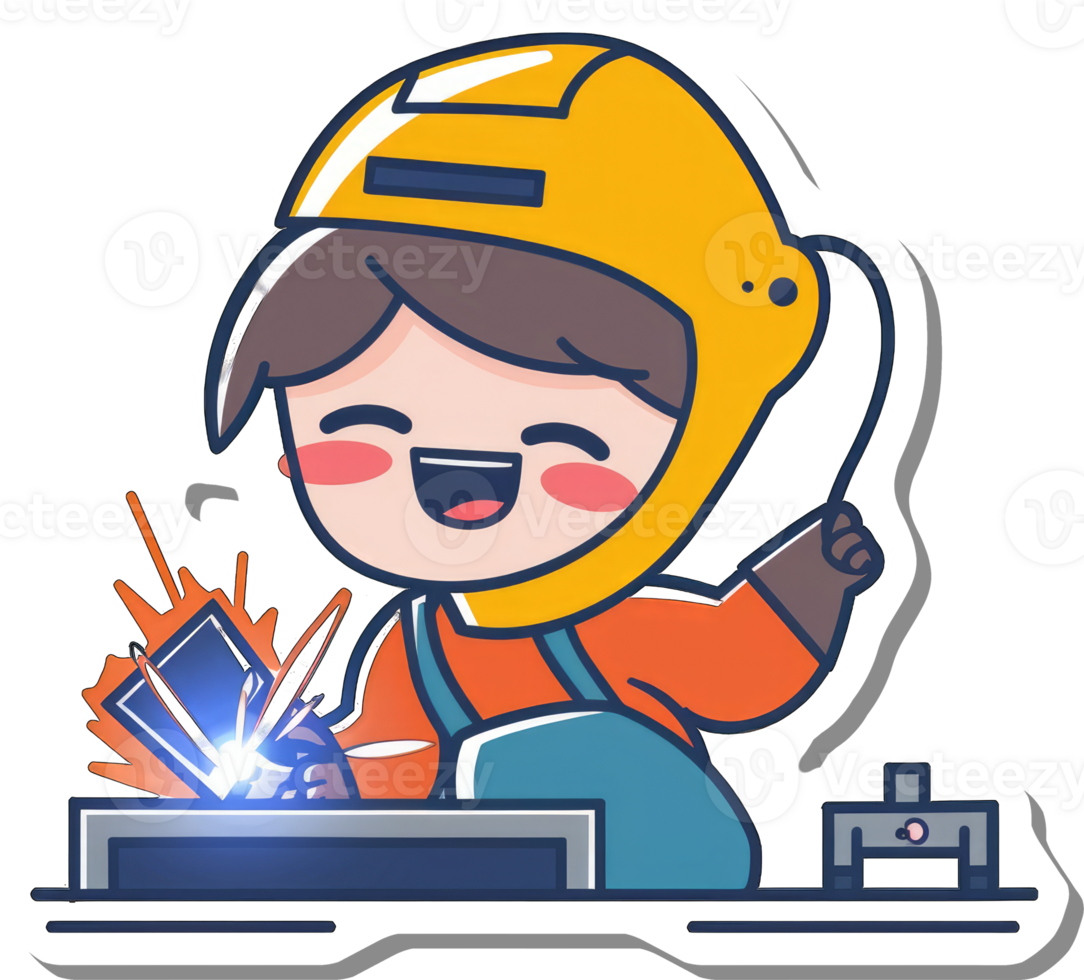 Happy Welder Working Diligently On Metal Project png