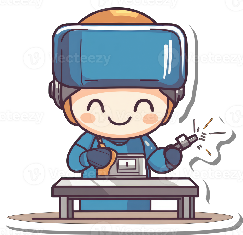 Happy Welder Character Working at His Station png
