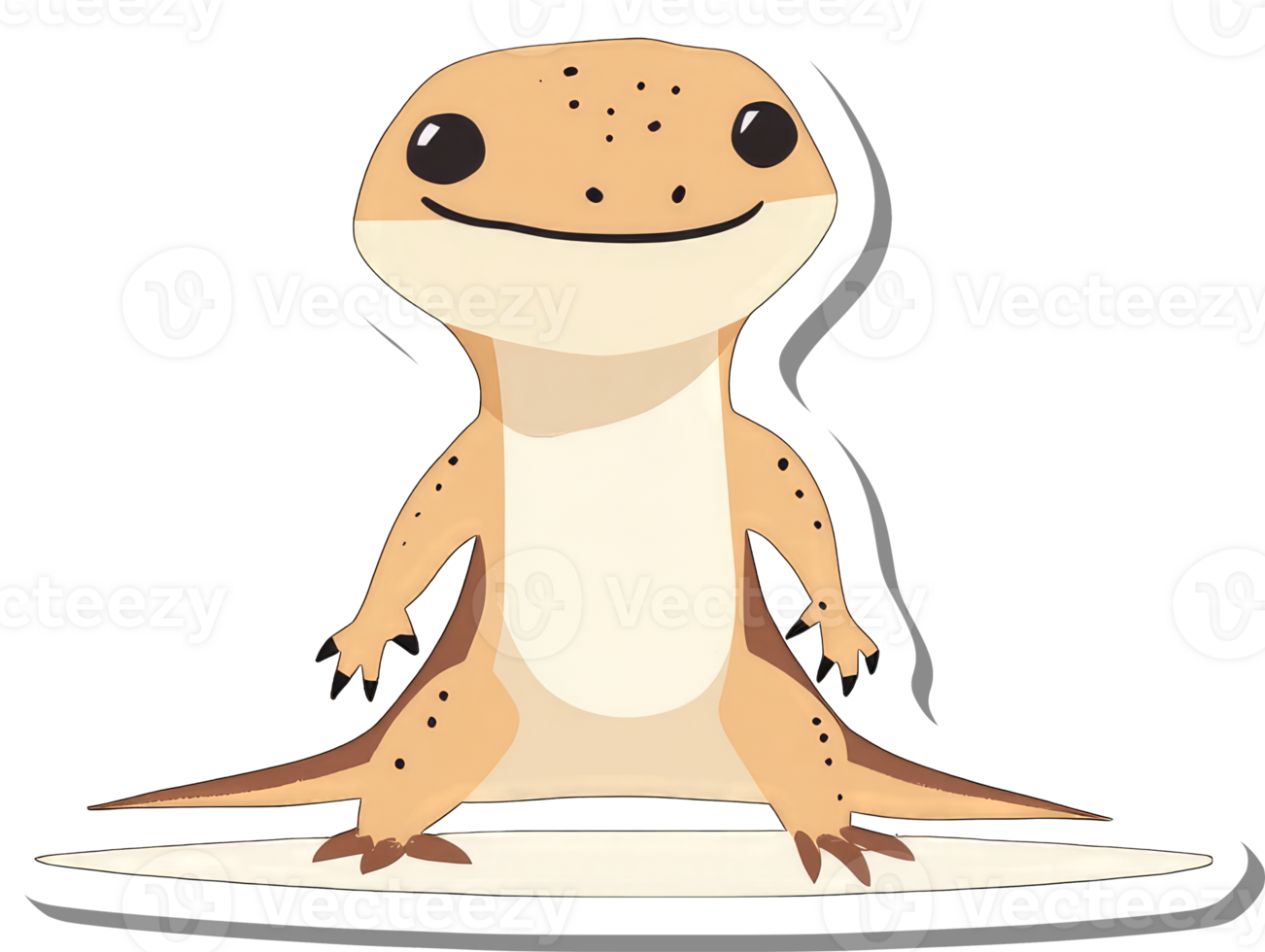 Adorable Cartoon Gecko Stands Happily png