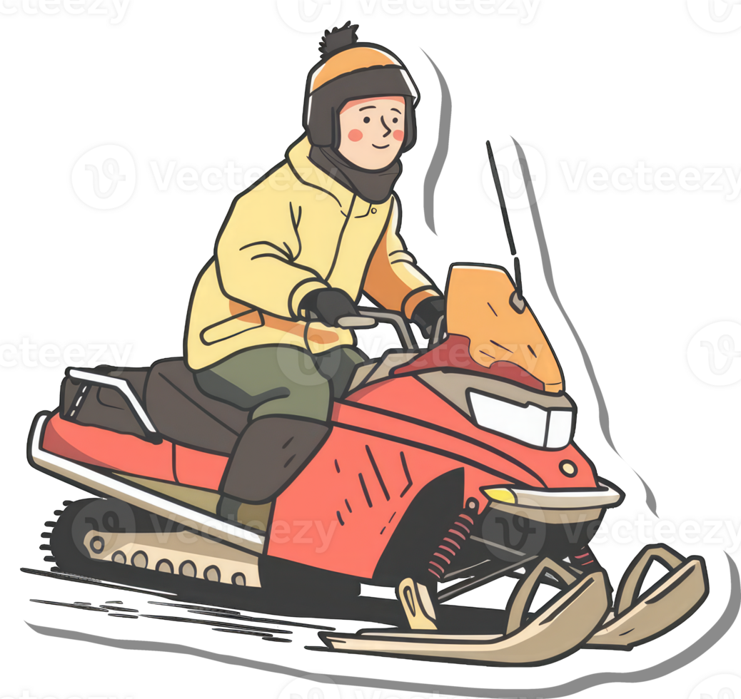 Person Enjoying a Snowmobile Ride in Winter png