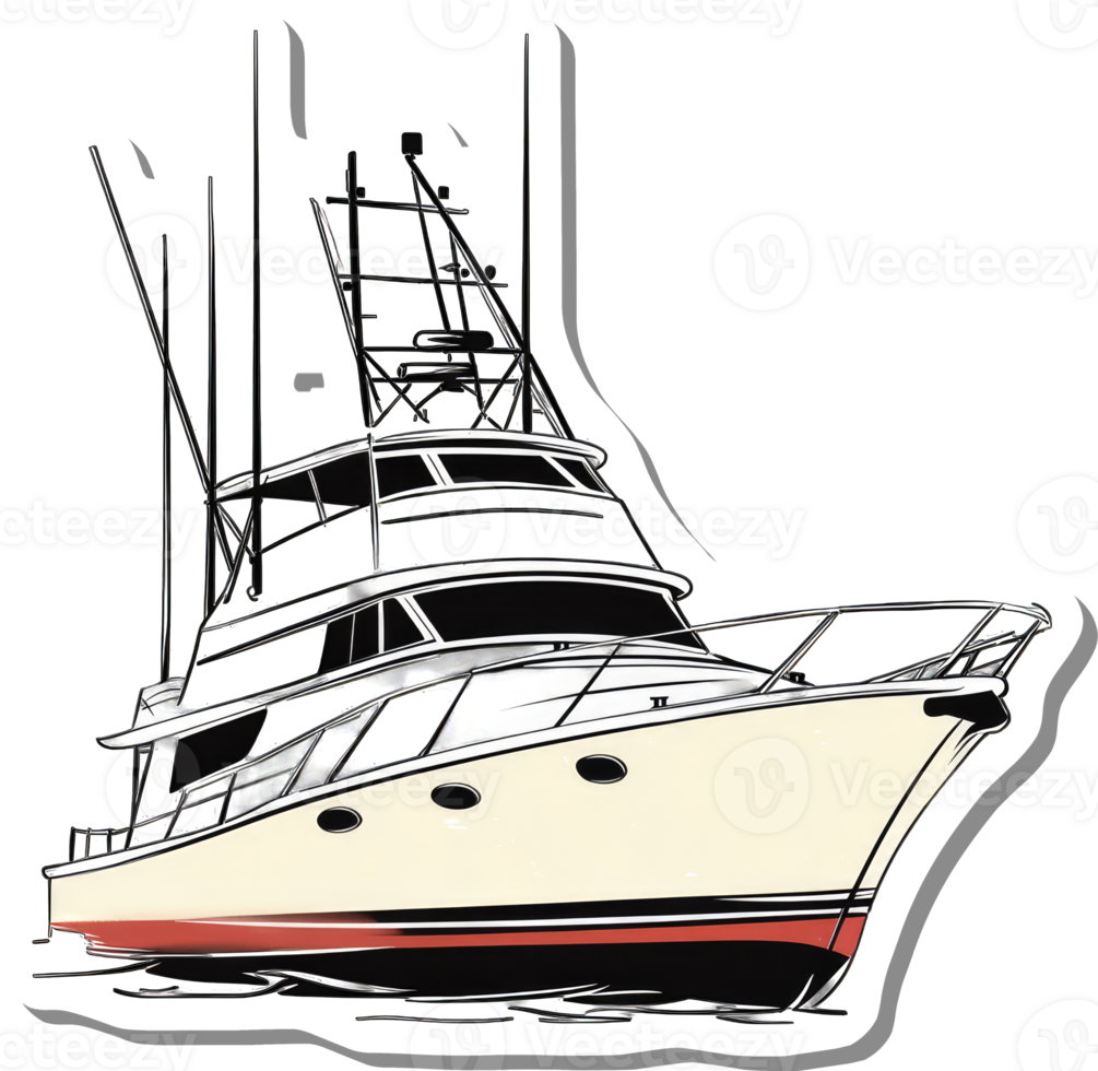 Classic Sport Fishing Boat Design Illustration png