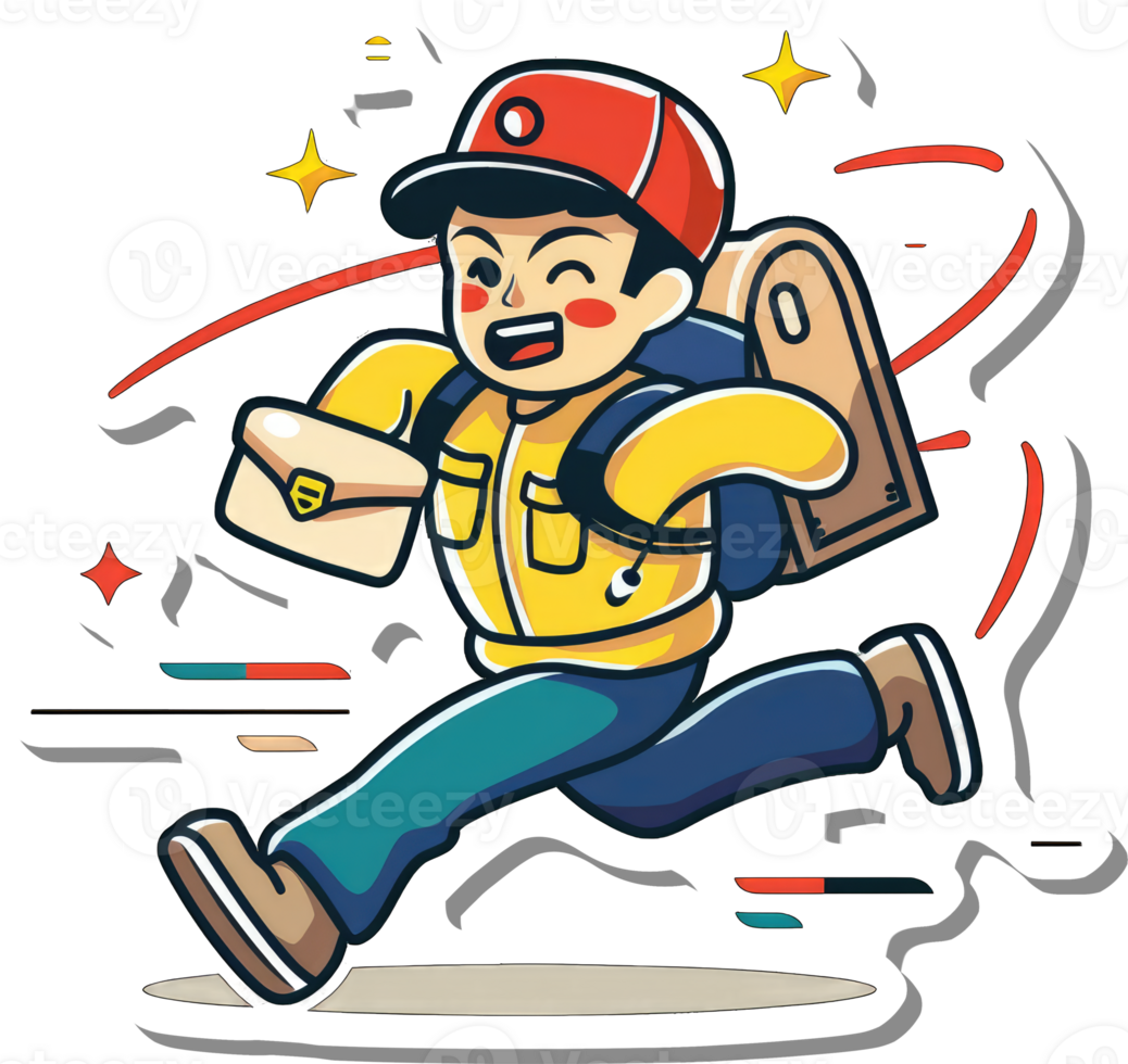 A Happy Delivery Boy Running Fast With Package png