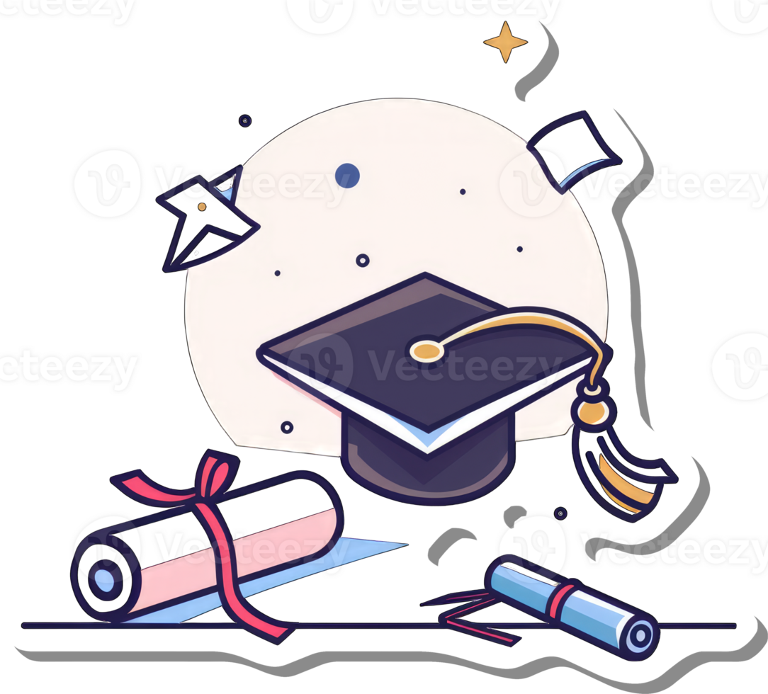 Graduation Cap Diploma And Scroll Celebrate Success png