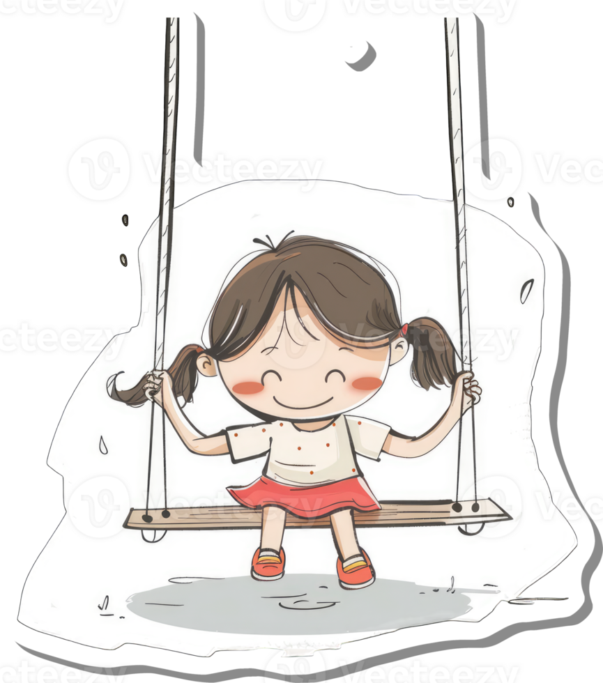 Happy Girl Sitting on a Playground Swing png