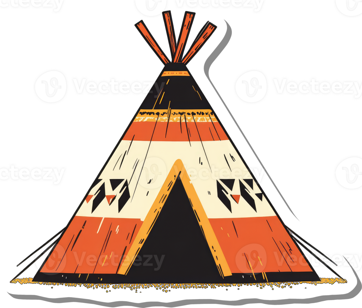 A colorful illustration of a Native American teepee png
