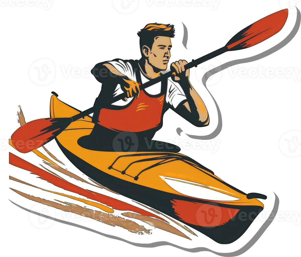 A Man Kayaking Down a River in a Kayak png