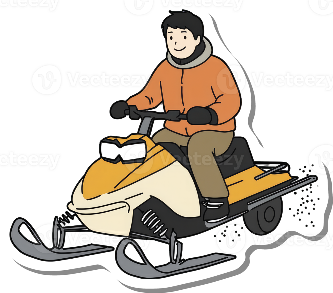 Person Riding a Snowmobile in Winter Snow png