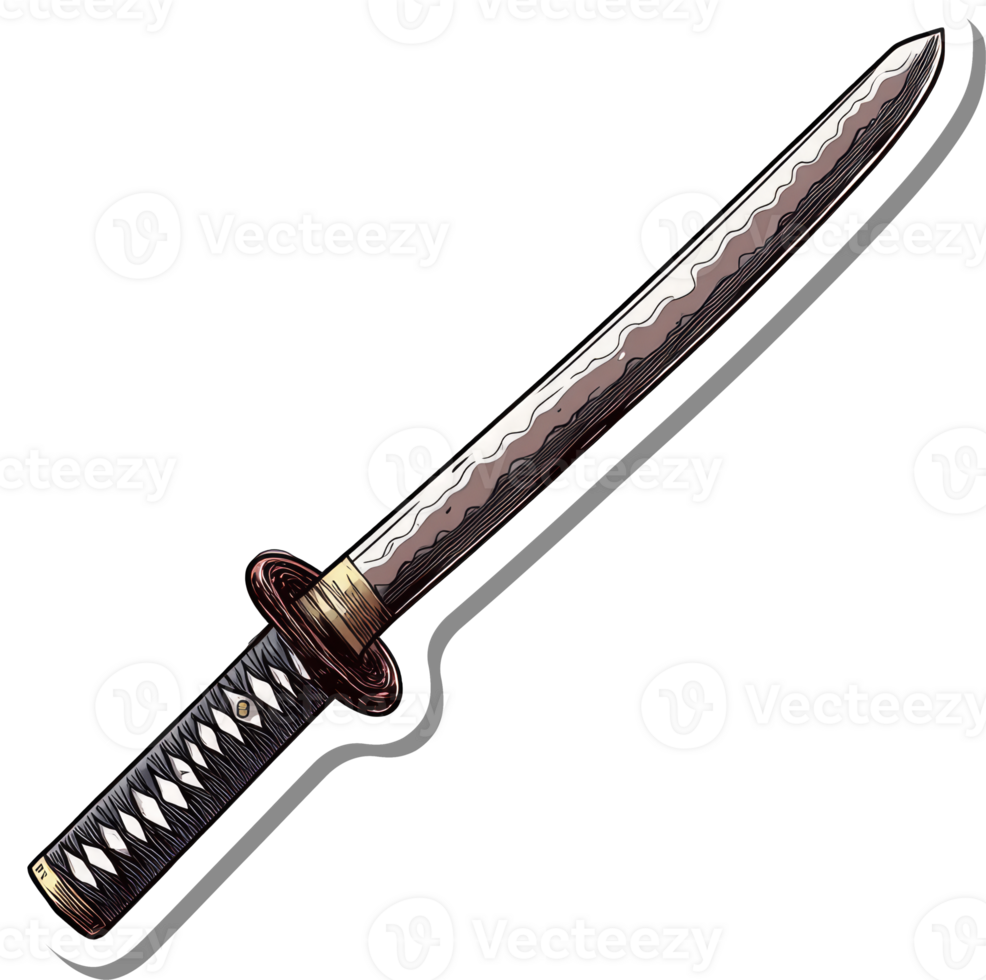 A stylized illustration of a katana a Japanese sword png