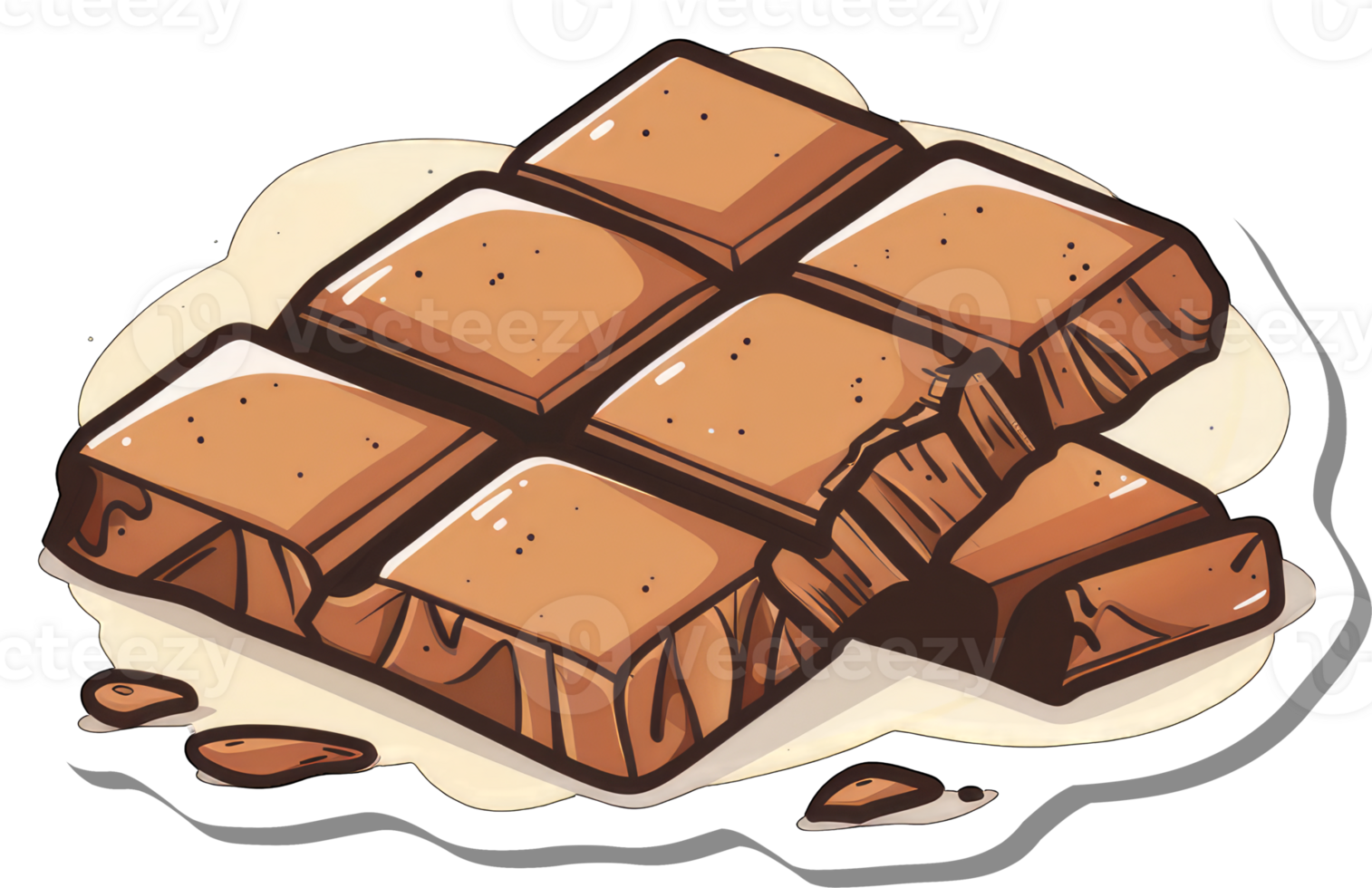 A Delicious Broken Chocolate Bar Melts Slightly png