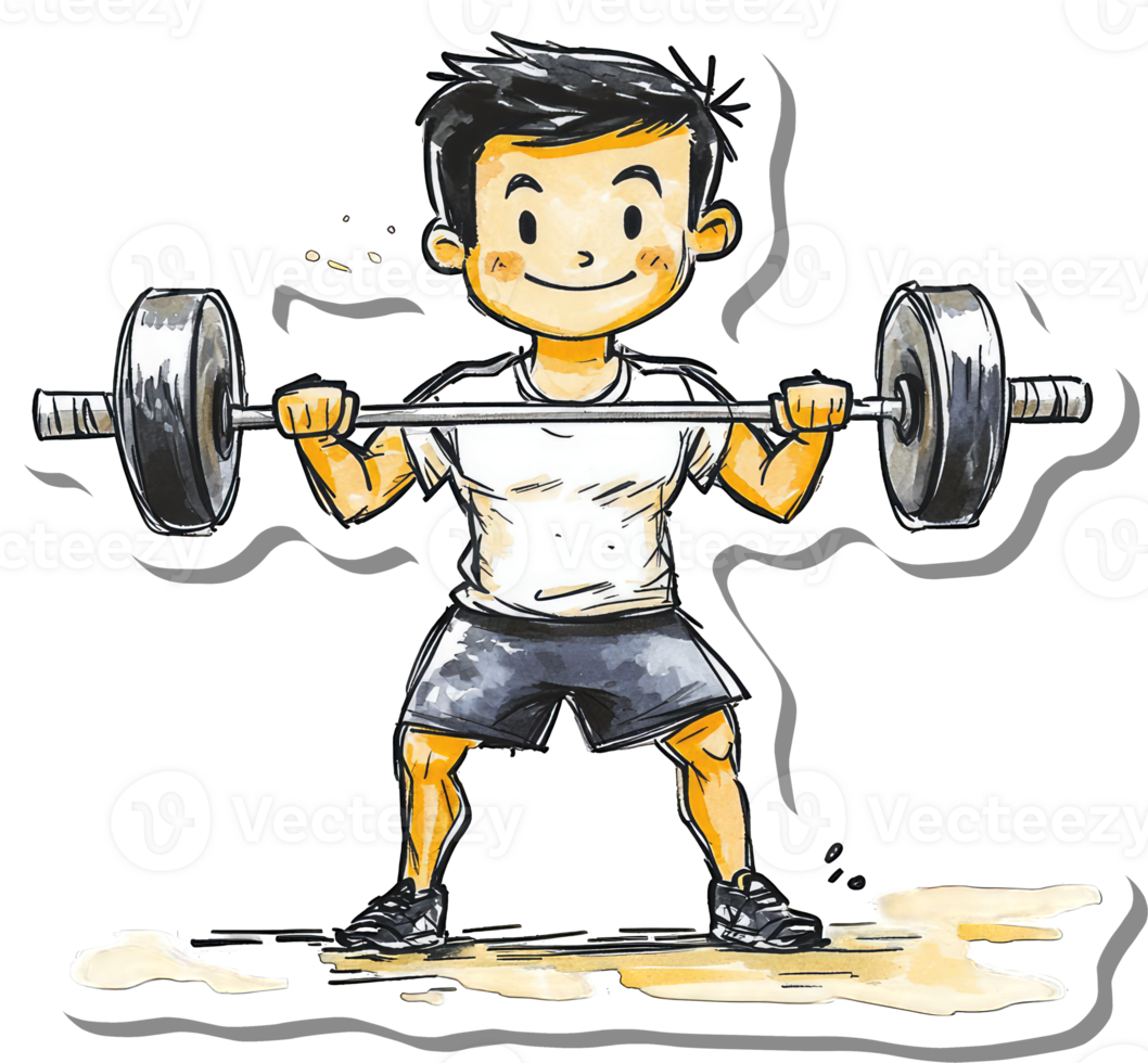 Young Boy Lifting Weights Exercise Strength Training png