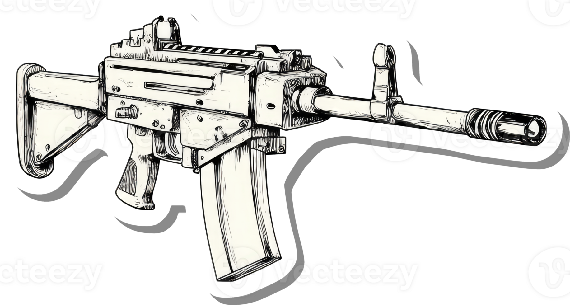 Detailed Illustration of a Modern Assault Rifle png