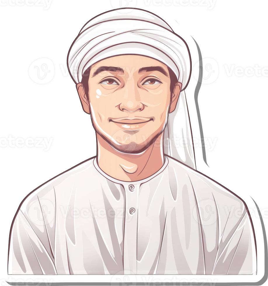 Portrait of a smiling man wearing a white thobe and turban png