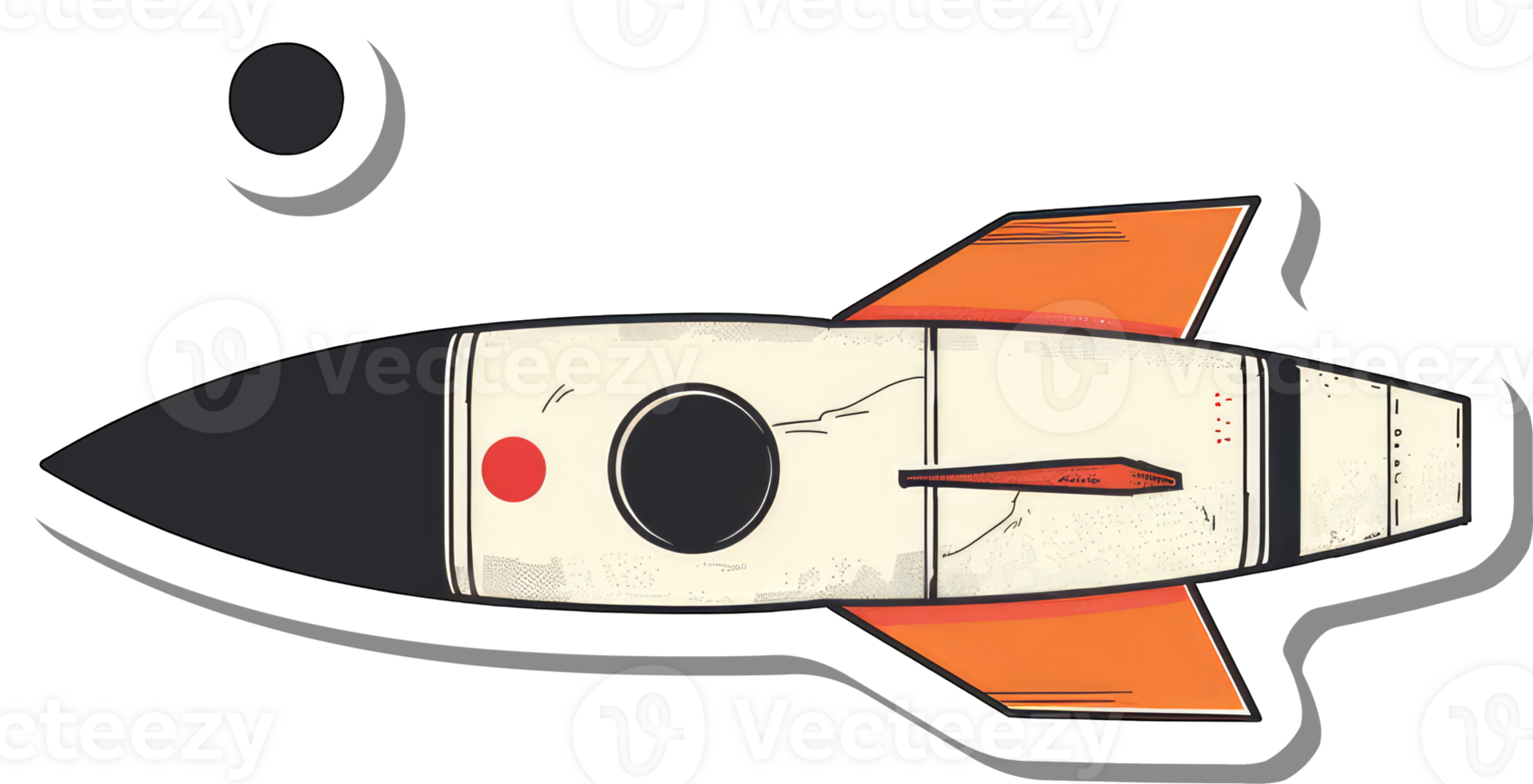 Retro Rocket Ship Soaring Through Space png