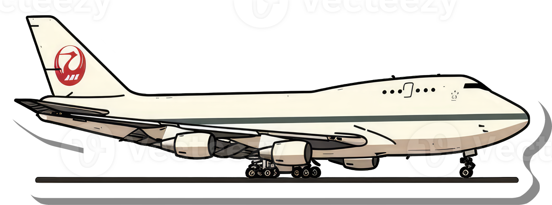 Boeing 747 Airplane with Red Phoenix Tail Design png