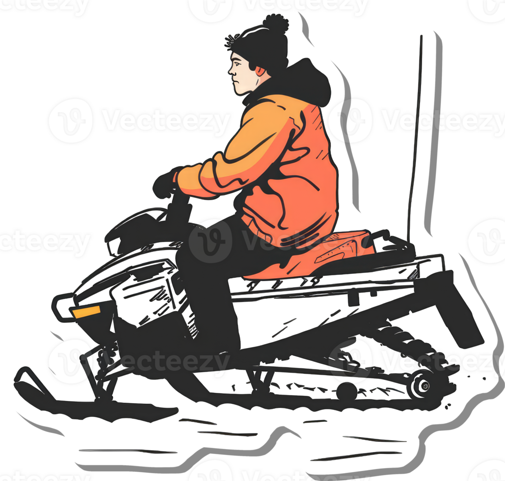 Young Person Riding A Snowmobile In Winter png