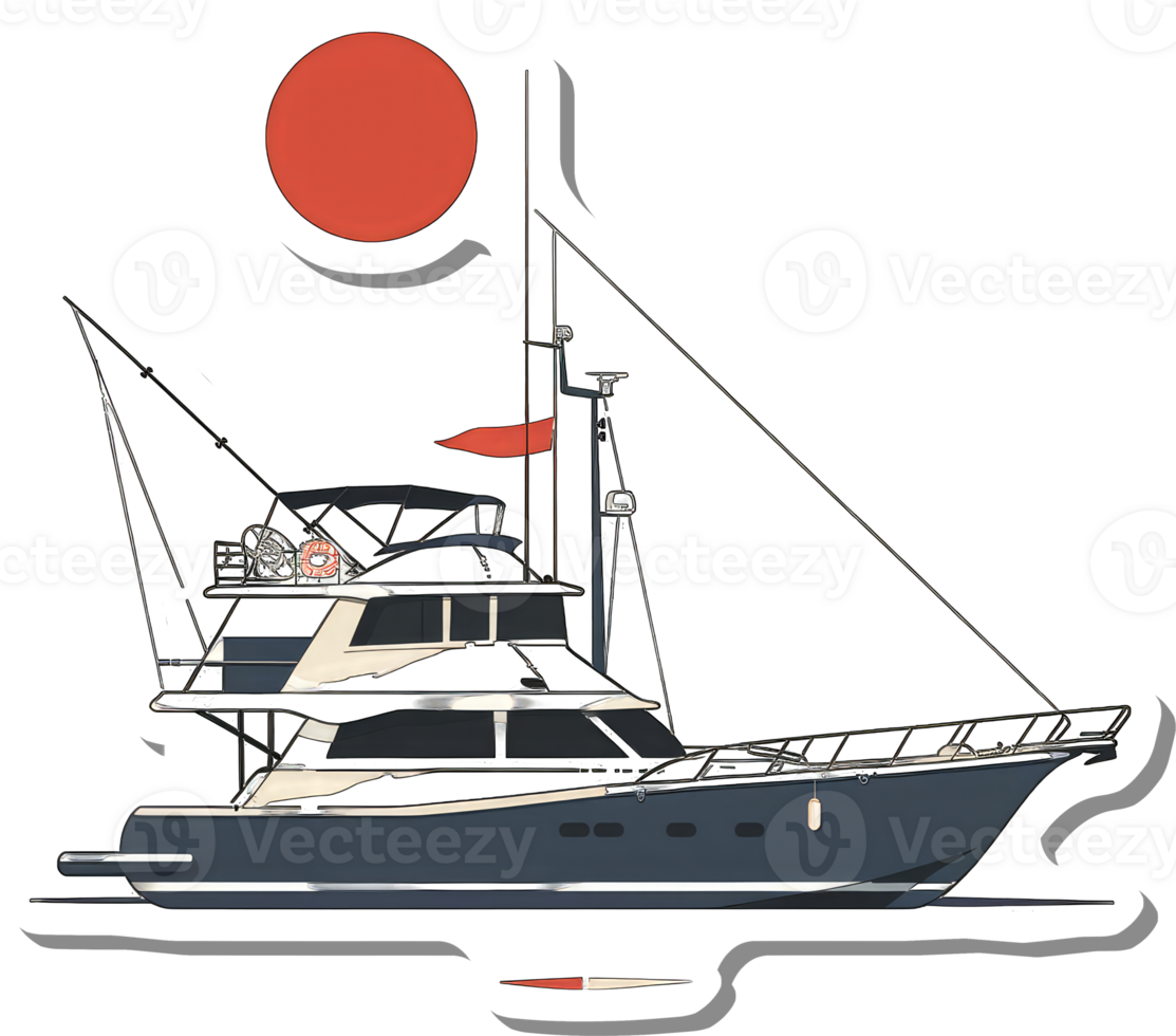 Elegant Motor Yacht Design Illustration Featuring A Sleek Vessel png